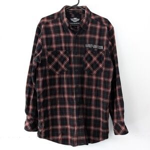 Harley-Davidson Men's Plaid Flannel Classic Logo Colors Shirt ~ Size M